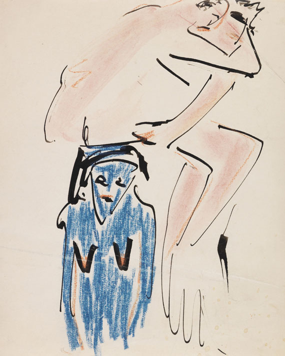 Ernst Ludwig Kirchner - Liebespaar auf blauem Schemel