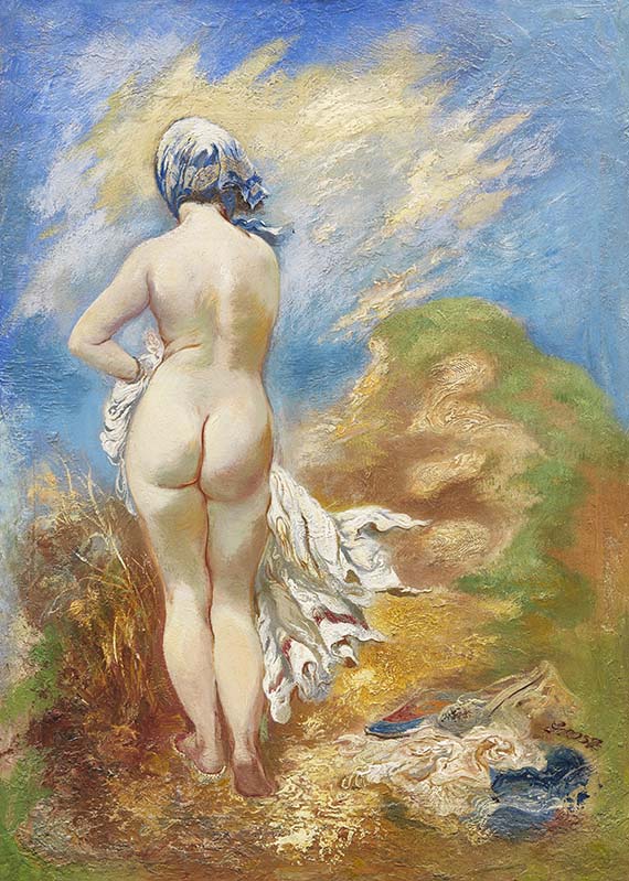 George Grosz - Nude in the Dunes - The Wind is Blowing