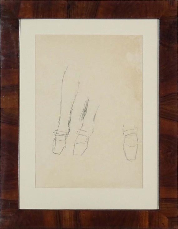 Gustav Klimt - Zwei Studien eines rechten und eines linken Fußes (Mädas Ballettschuhe) - Frame image