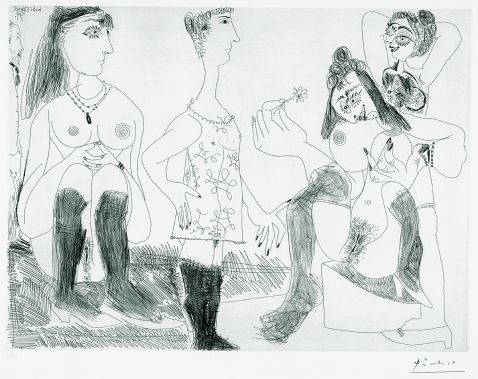 Pablo Picasso - Degas songeant, filles entre elles