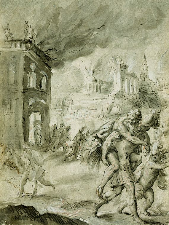 Deutsch - Aeneas trägt seinen Vater Anchises aus dem brennenden Troja