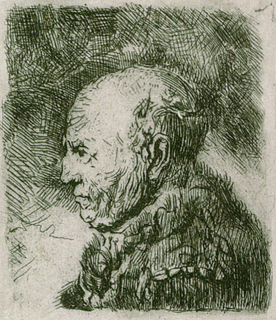 Harmensz. van Rijn Rembrandt - Schule - Kahlköpfiger alter Mann im Profil