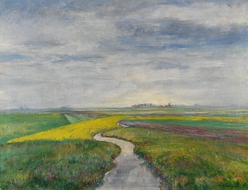 Hermann Wehrmann - Landschaft mit Rapsfeldern