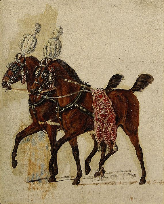 Heinrich von Mayr - Trabende Pferde in herzoglichen Geschirren