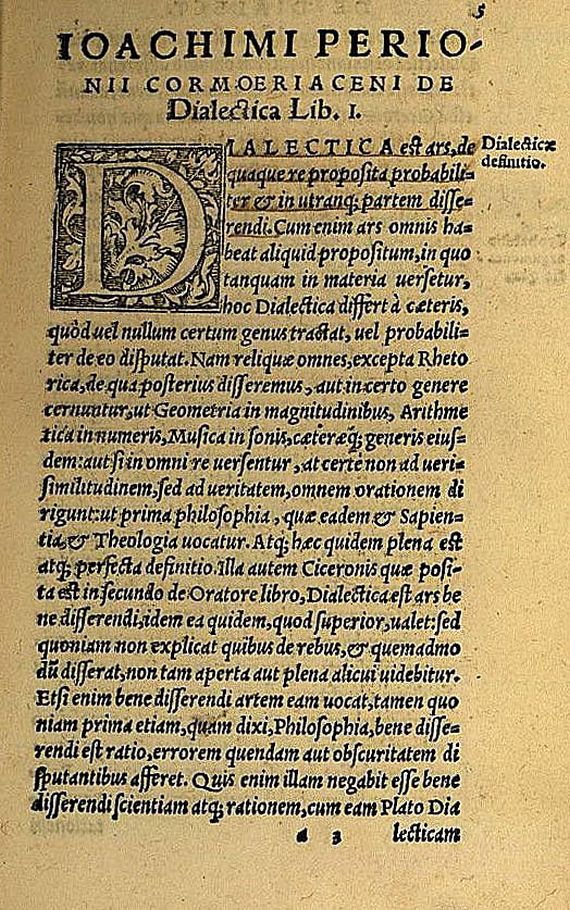 Joachim Perionius - De dialectica. Tl. I (von 2). 1549.