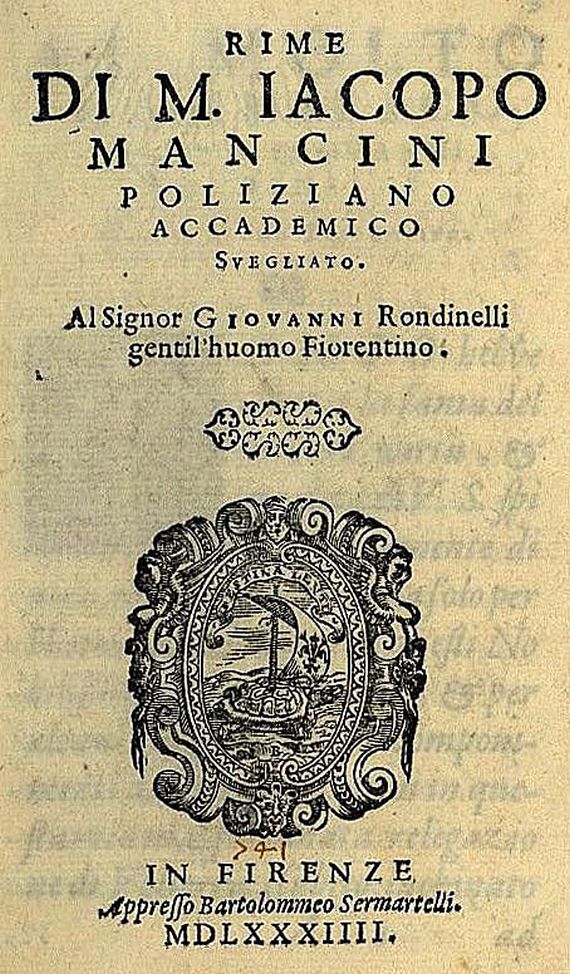 Jacopo Mancini - Rime. 1584.