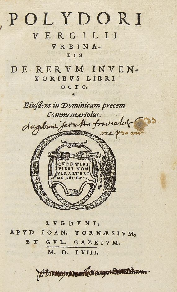 Polydorus Vergilius - De inventoribus rerum. 1558.