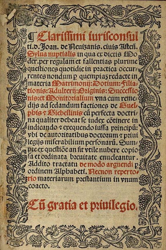 G. Nevizzano - Sylva nuptialis. 1526.