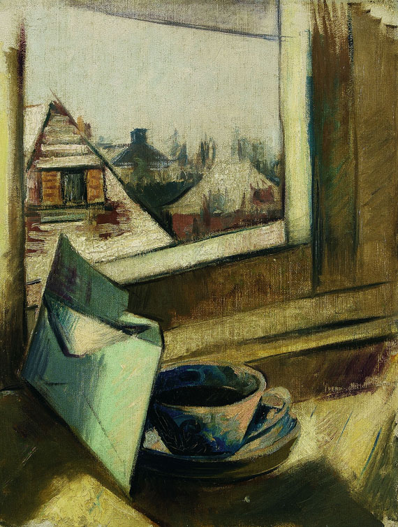 Emil van Hauth (Gustav Emil Hoffmann) - Fensterstillleben mit Briefkuvert und Tasse
