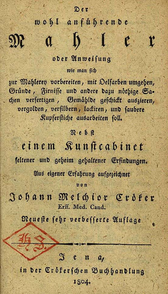 Johann Melchior Cröker - Wohl anführende Mahler. 1804.