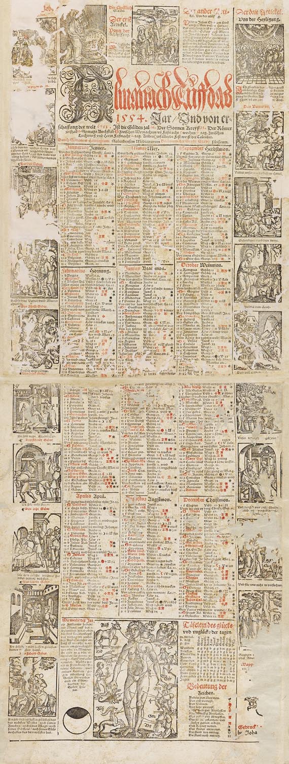 Einblattdruck - Heuring, S., Almanach auff daß 1554. Jahr. 1554.