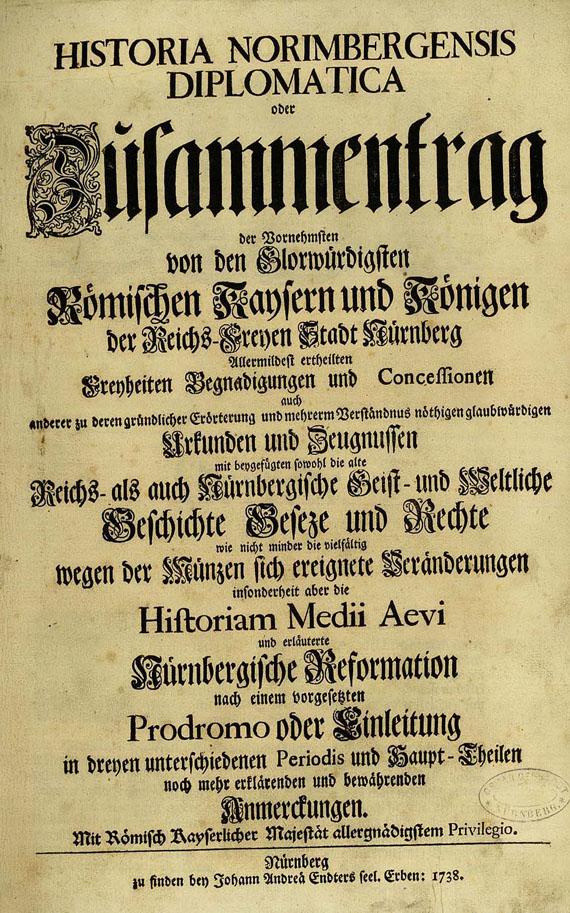 Bayern - Wölkern, L. C. von, Historia Norimbergensis, 1738.