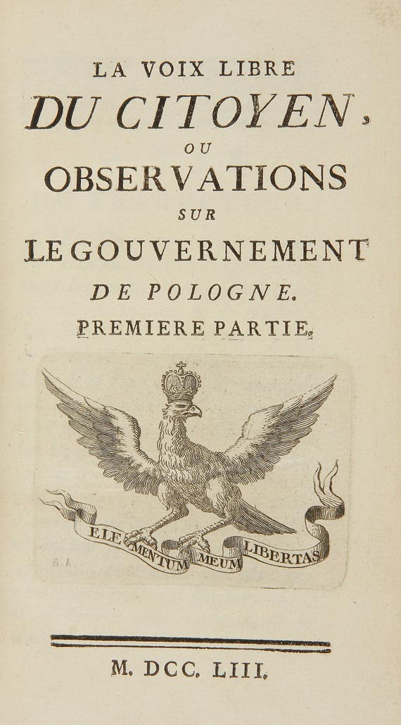 Jean Sobieski - La voix libre  u. Anecdotes de Pologne. 1753. 2 Tle.