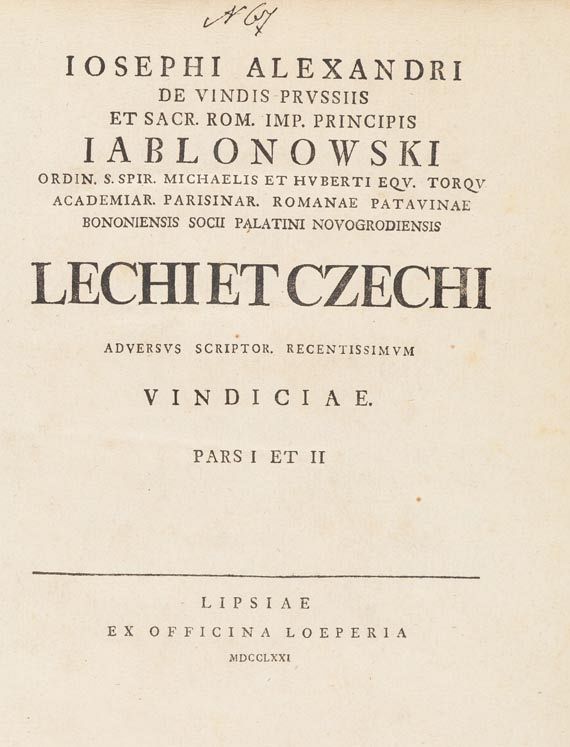 Joseph Alexander von Jablonowski - Lechi et Czechi. 1771
