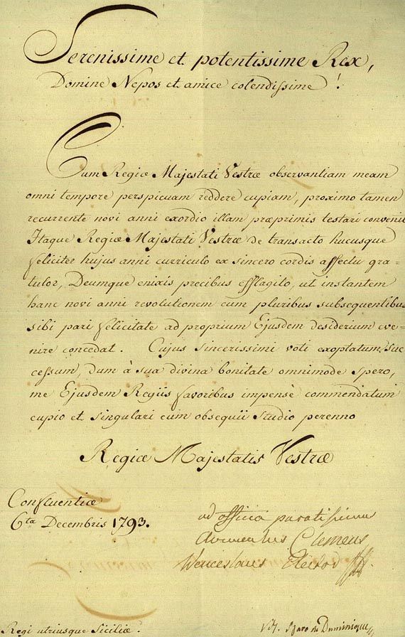  Clemens Wenzeslaus - Brief m. U. 1793