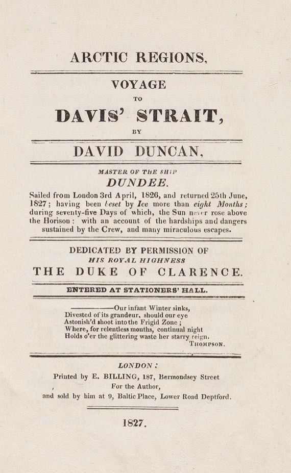 David Duncan - Voyage to Davis´ Street. 1827 - 
