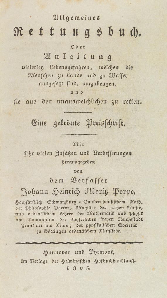 Johann Heinrich Moritz von Poppe - Allgemeines Rettungsbuch. 1806 - 