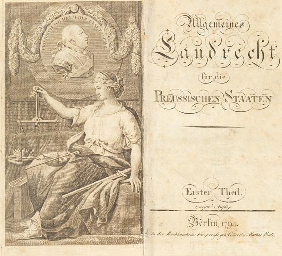   - Allgemeines Landrecht für die preussischen Staaten, 4 Bde., 1794 + 1 Beigabe