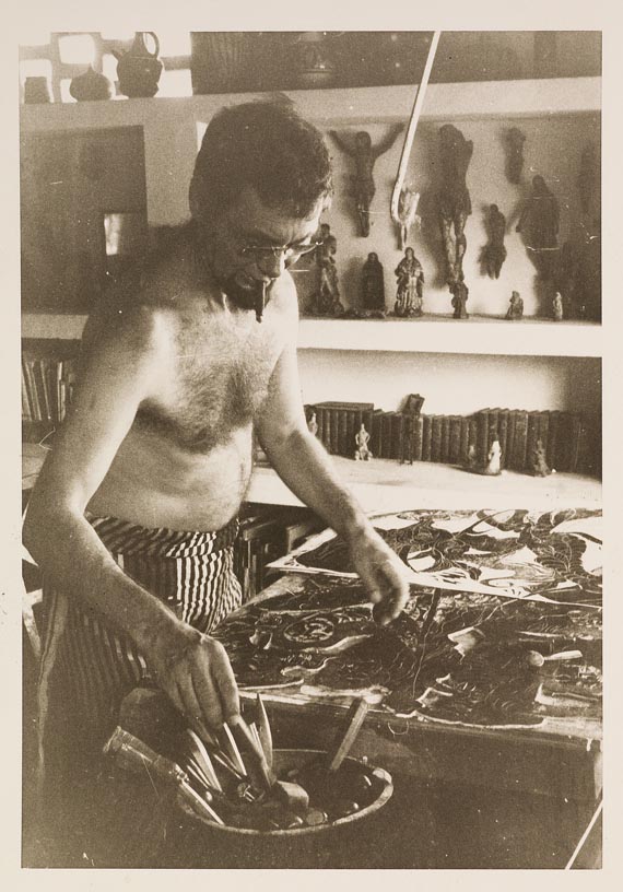 Karl Heinz Hansen-Bahia - Sammlung von Autographen, masch. Briefen u. Karten sowie Holzschnitten. Zus. ca. 200 Tle. 1962-1977. - 