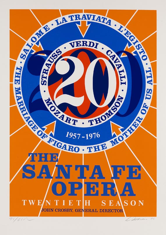 Robert Indiana - 5 Blätter: Eine kleine Nachtmusik, Picasso, The Santa Fe Opera, Decade: Autoportrait 1969, The Bridge - 