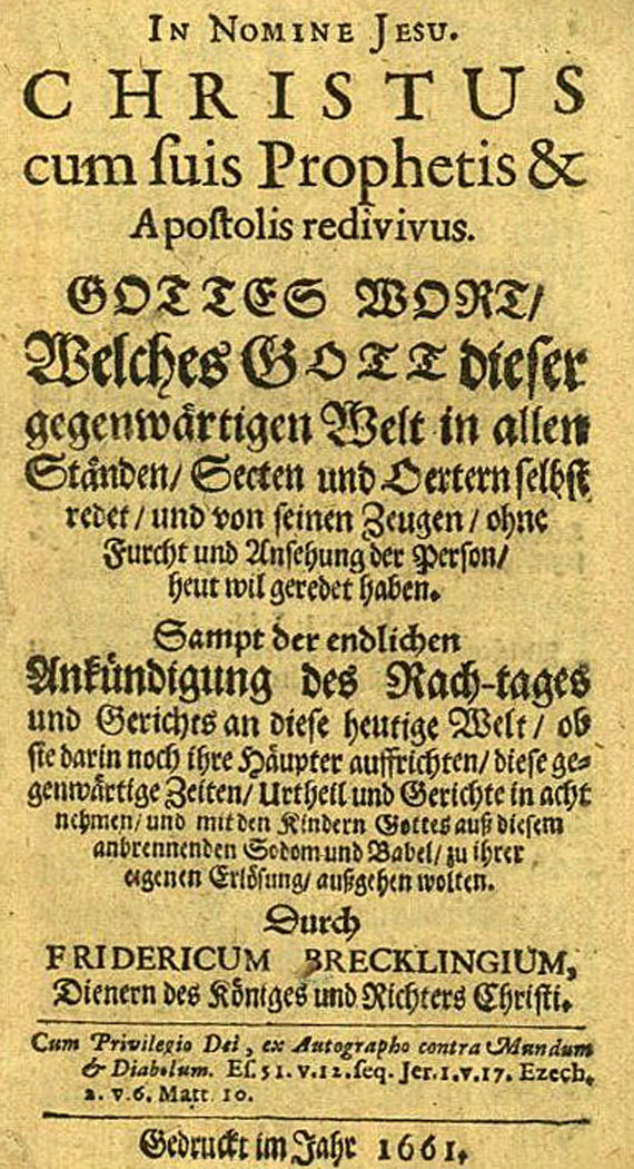 Friedrich Breckling - 3 Werke. 1660-66
