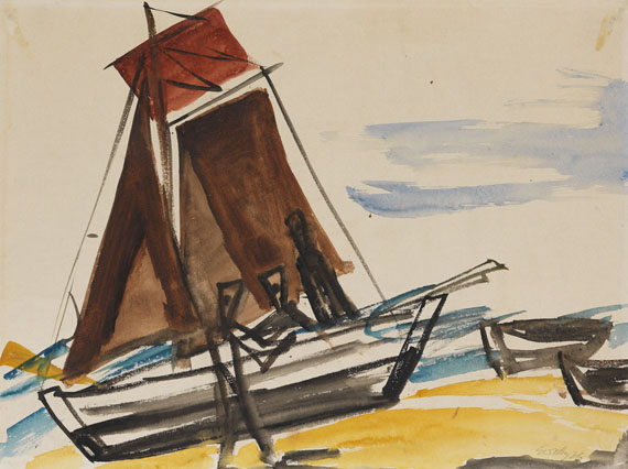 Ernst Wilhelm Nay - Segelboot am Strand