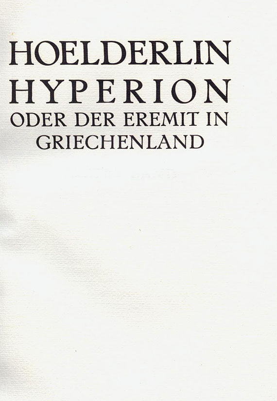 Friedrich Hölderlin - Hyperion. 1911