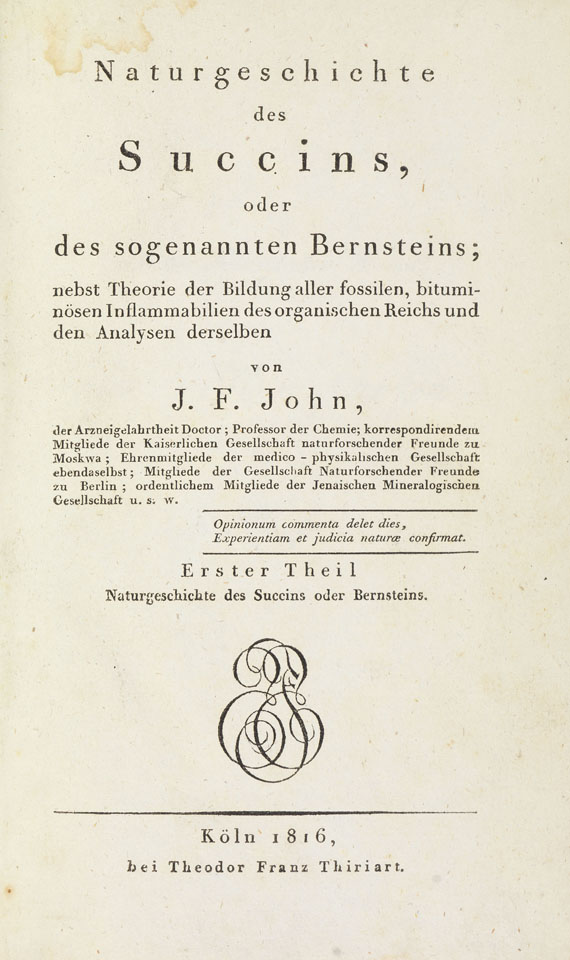 Joh. Fr. John - Naturgeschichte des Succins. 1816 - 