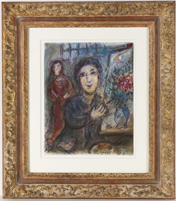 Marc Chagall - Le peintre dans son atelier - Frame image