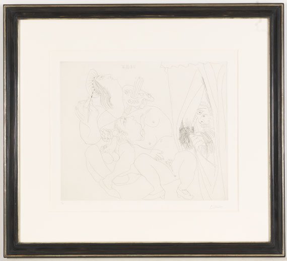 Pablo Picasso - Raphael et la Fornarina V: avec voyeur écartant le rideau - Frame image