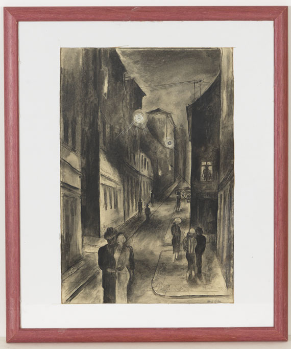 Albert Birkle - Nächtliche Straßenszene in Stettin - Frame image