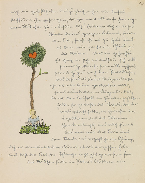 Hermann Hesse - Piktors Verwandlungen. Orig.-Manuskript mit Aquarellen. 1934. Dabei: Brief an Schadow.