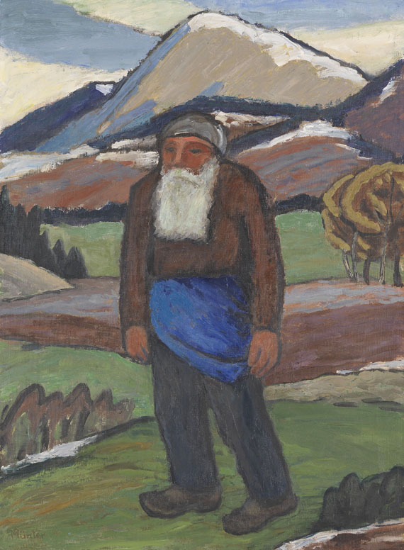 Münter - Landschaft mit altem Mann (Bärtiger Mann in Landschaft)