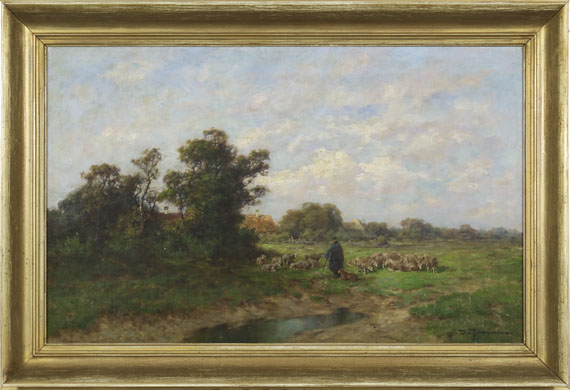 Désiré Thomassin - Schäfer mit seiner Herde am Dorfrand - Frame image