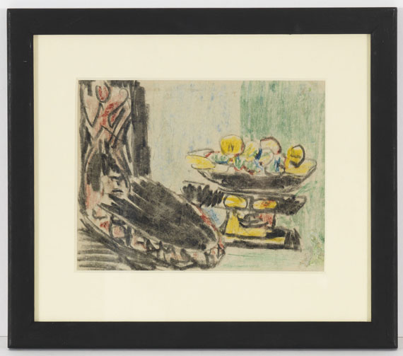 Ernst Ludwig Kirchner - Stillleben neben geschnitztem Stuhl - Frame image