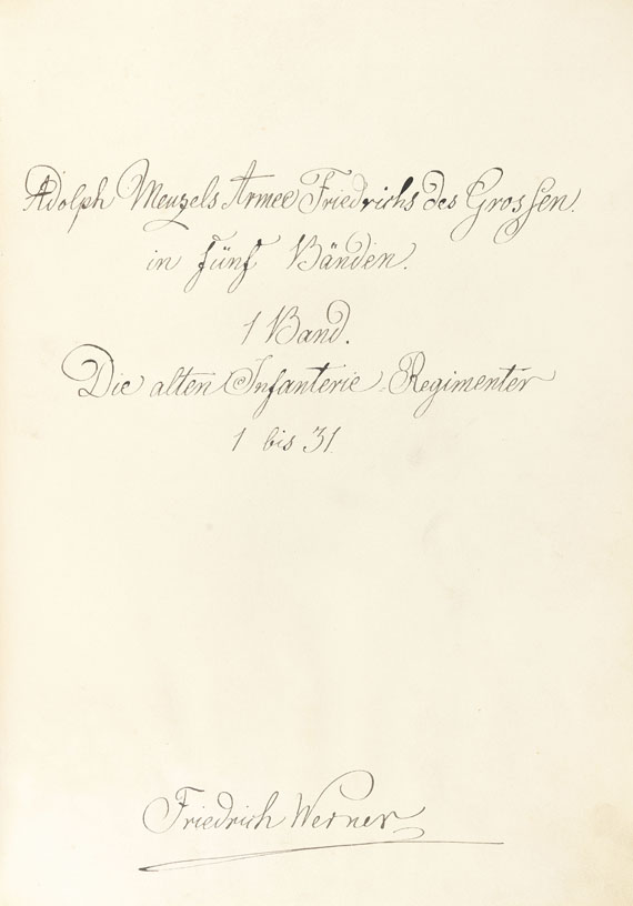 Adolph von Menzel - Armeewerk Friedrichs d. Gr. 6 Bde. (Werner-Exemplar) - 