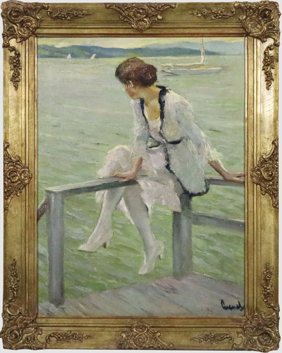 Edward Cucuel - Junge Frau am Starnberger See (Am Steeg) - Frame image