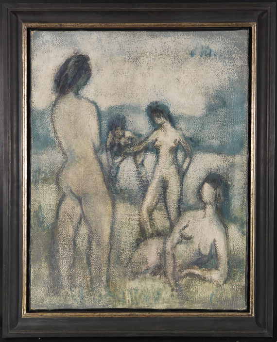Otto Mueller - Vier Badende (Stehende und liegende weibliche Akte, Badende, Vier lebensgroße Akte auf der Wiese) - Frame image
