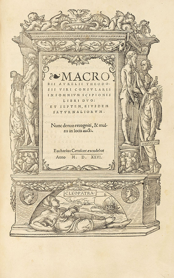 Ambrosius Theodosius Macrobius - In somnium, 1526.  - Vorgeb.: Tacitus, Historia Augusta actionum. 1519. - 