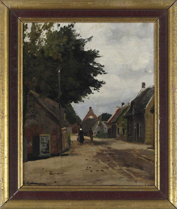 Friedrich Kallmorgen - Sommerliche Dorfstraße - Frame image