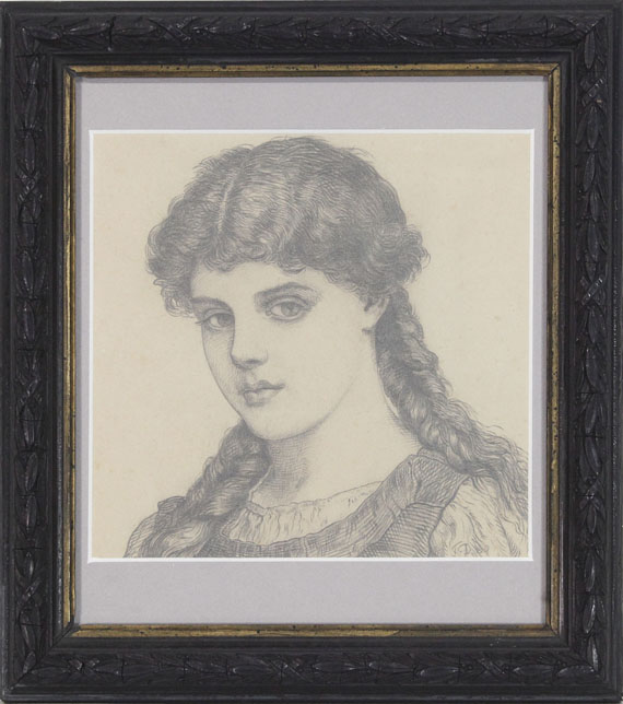 Franz von Defregger - Porträt eines Mädchens mit Zöpfen - Frame image