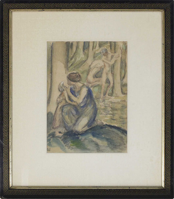 Ludwig von Hofmann - Badende Figuren am Waldsee - Frame image