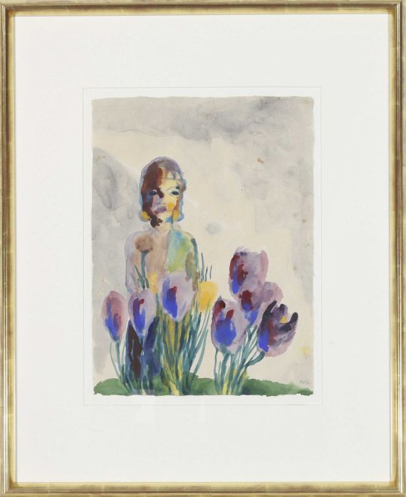 Emil Nolde - Stillleben mit Tulpen und einer Figur - Frame image