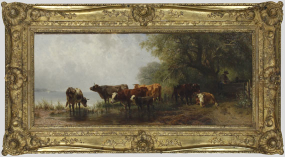 Friedrich Voltz - Kühe an einem See - Frame image