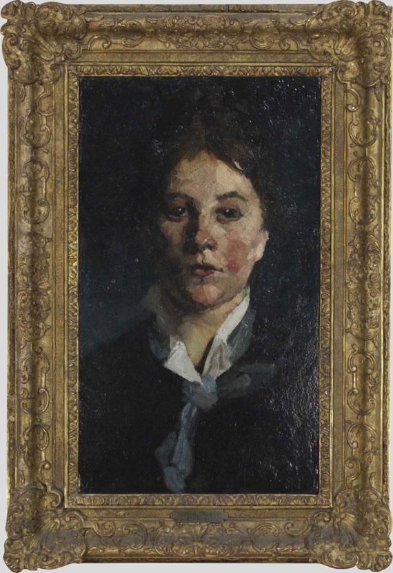 Wilhelm Trübner - Mädchen mit weißem Kragen, en face - Frame image