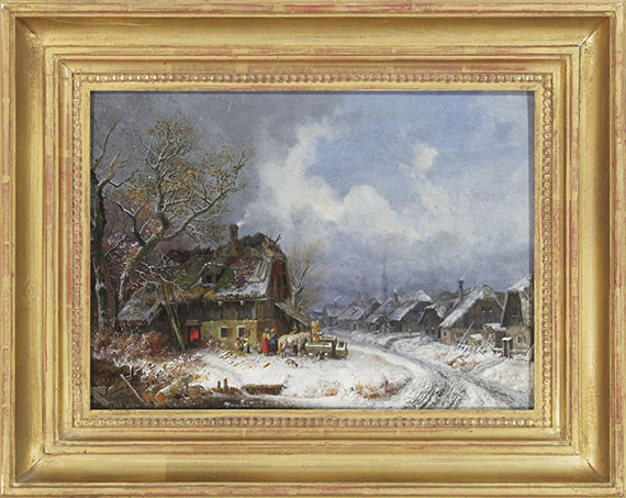 Heinrich Bürkel - Winterliches Dorf - Frame image