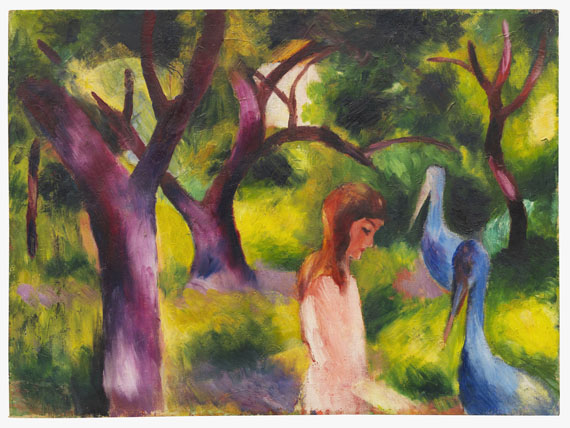 August Macke<br />Mädchen mit blauen Vögeln (Kind mit blauen Vögeln), 1914