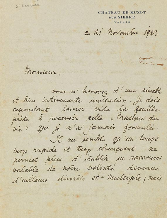 Rainer Maria Rilke - Eigh. Brief in Französisch