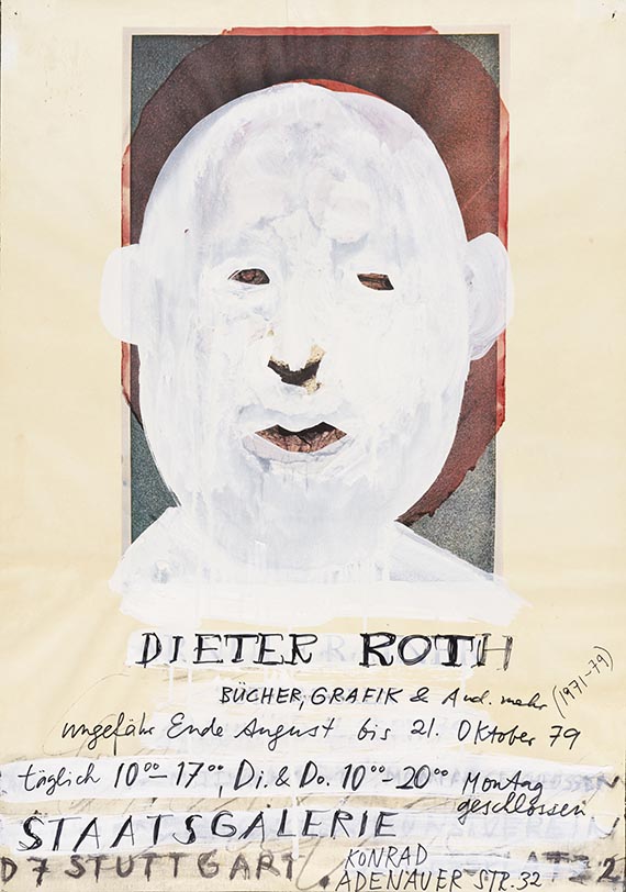 Dieter Roth - Selbstbildnis (Übermaltes Plakat einer Arnulf-Rainer-Ausstellung)