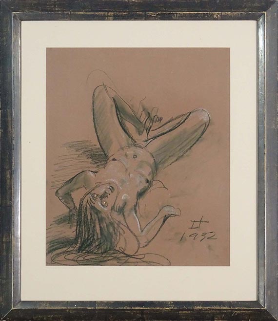 Otto Dix - Akt, auf dem Rücken liegend mit dem Kopf nach unten - Frame image